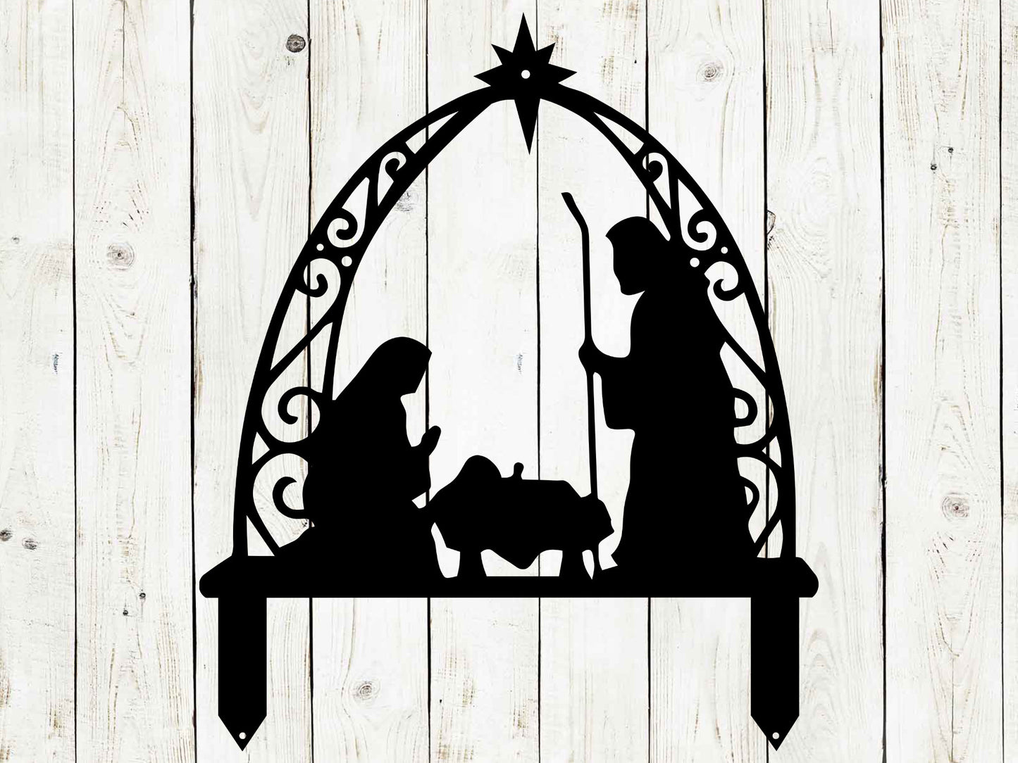 Nativity Metal Yard Sign, Nativity Set, Nativity Scene, Scroll Design Nativity Set, Manger Scene, Outdoor Christmas Decor, Christmas Yard Decor, Christian Christmas