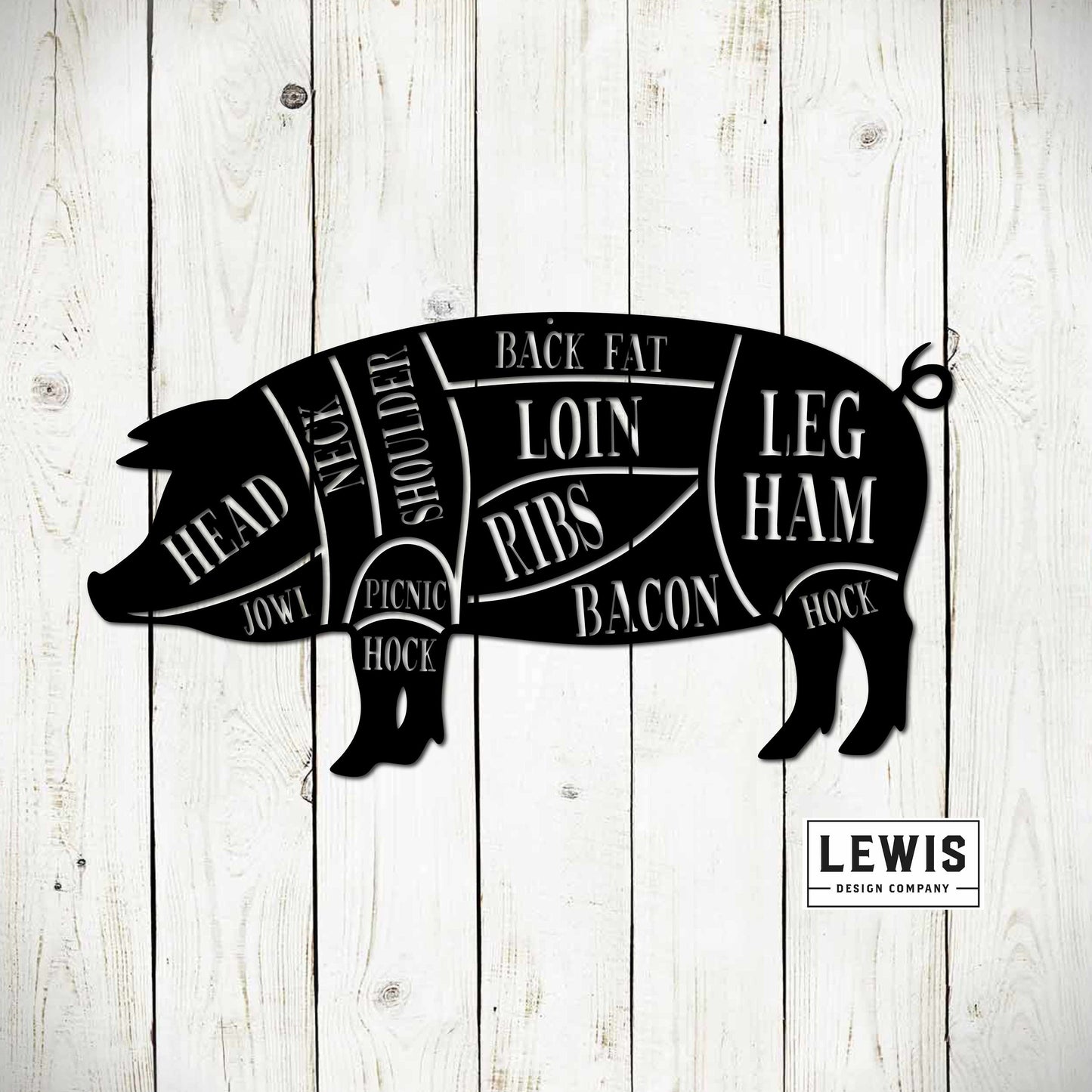 Pig Pork BBQ Metal Sign, Cuts of Meat Pig Sign, Smoker, Grilling, BBQ, Barbeque