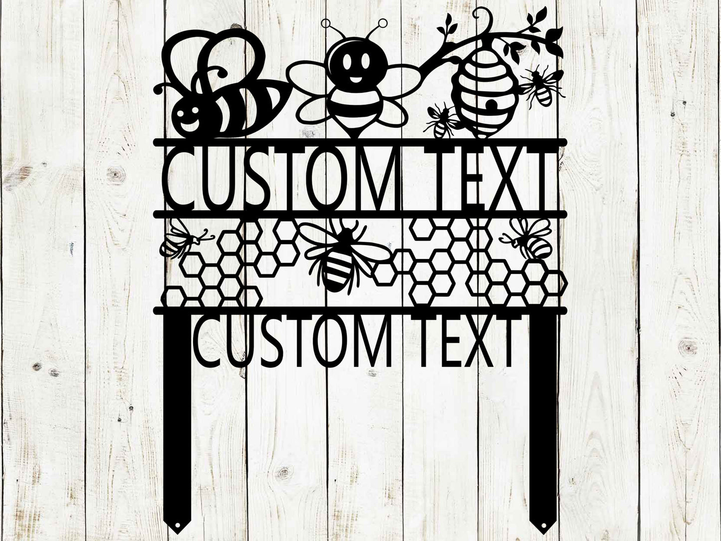 Custom Honey Bee Garden Sign, Personalized Garden Sign, Garden Stake, Honey Bee, Mother’s Day, Metal Garden Sign, Bee Farm, Father's Day