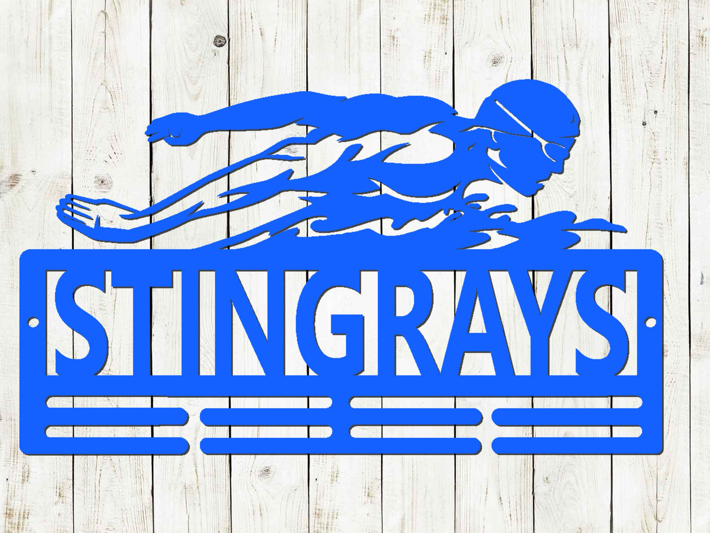 Swimming Male Butterfly Medal Hanger Custom Name Metal Sign