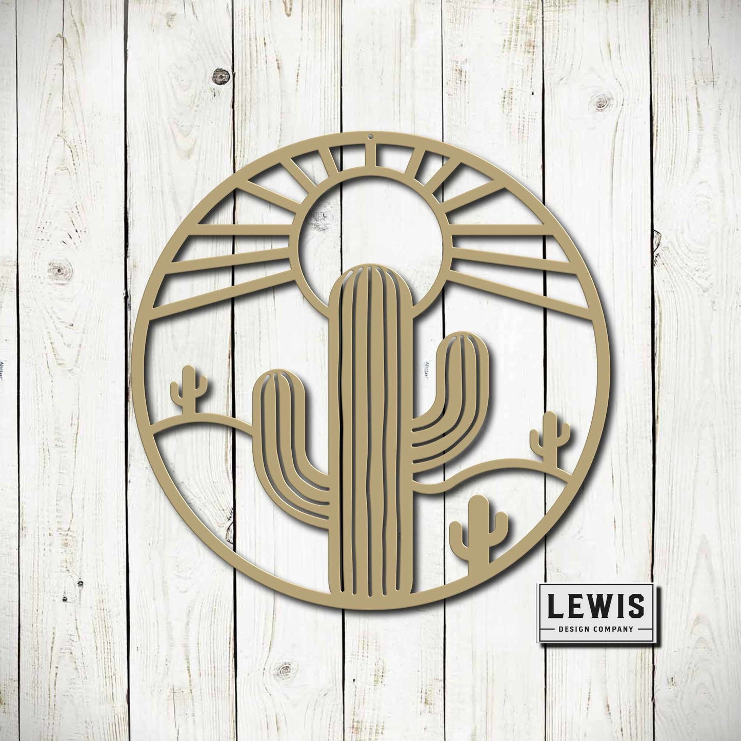 Cactus metal wall art in 14-gauge powder-coated steel