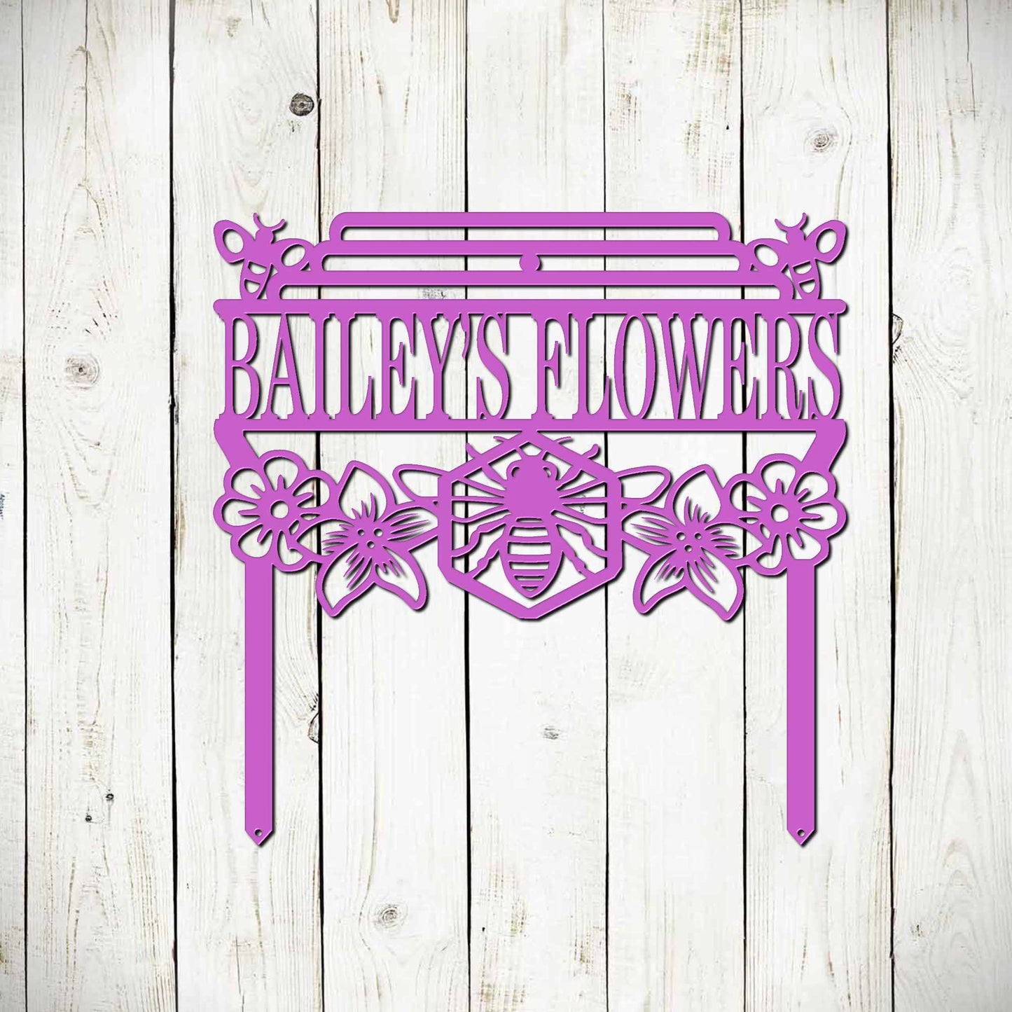 Custom Bee Garden Metal Stake Sign, Honey Bee Garden Sign