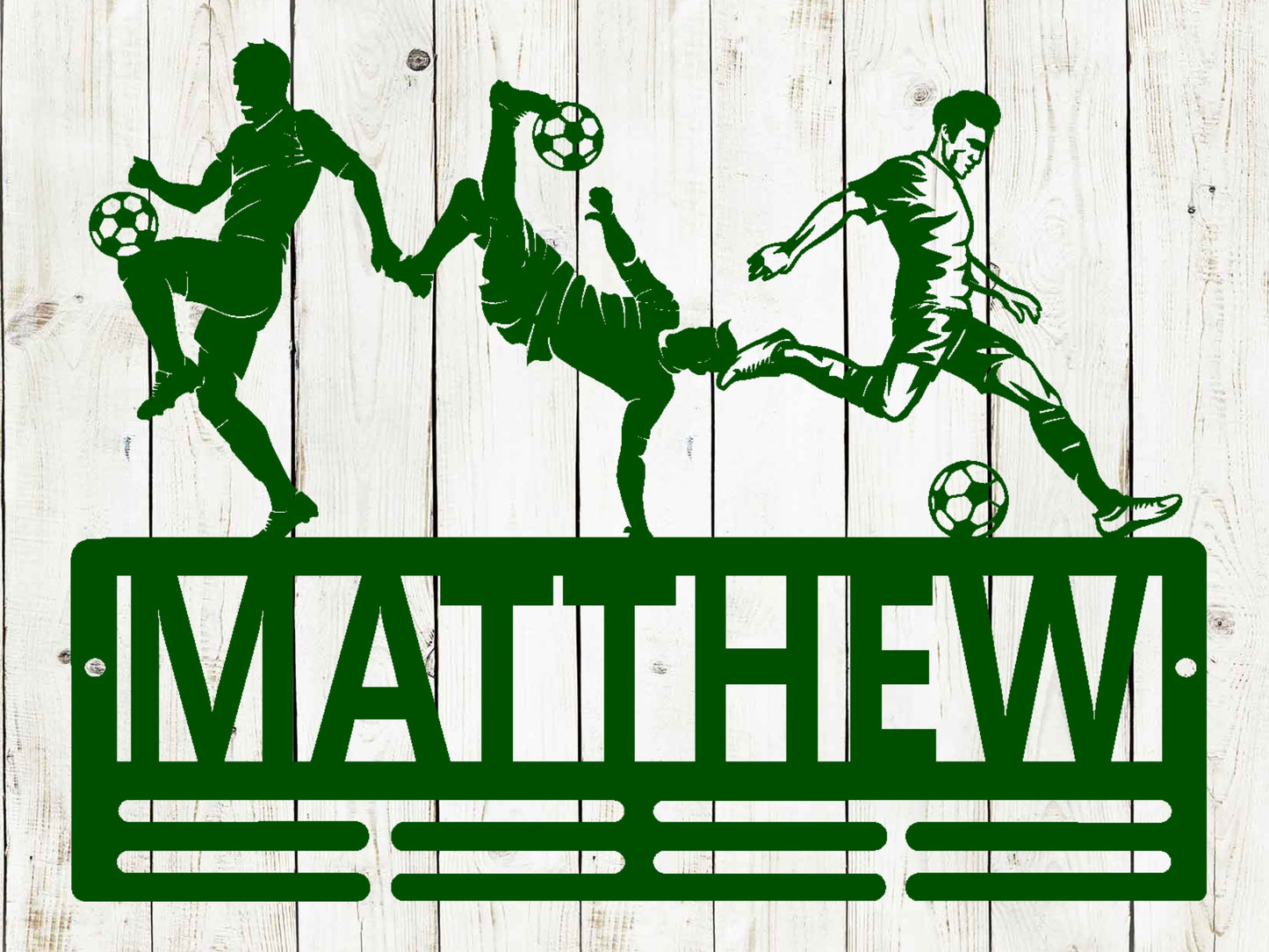 Soccer Medal Hanger Custom Name Metal Sign, Soccer Award Display, Personalized Soccer Medal Display, Soccer Medal Holder
