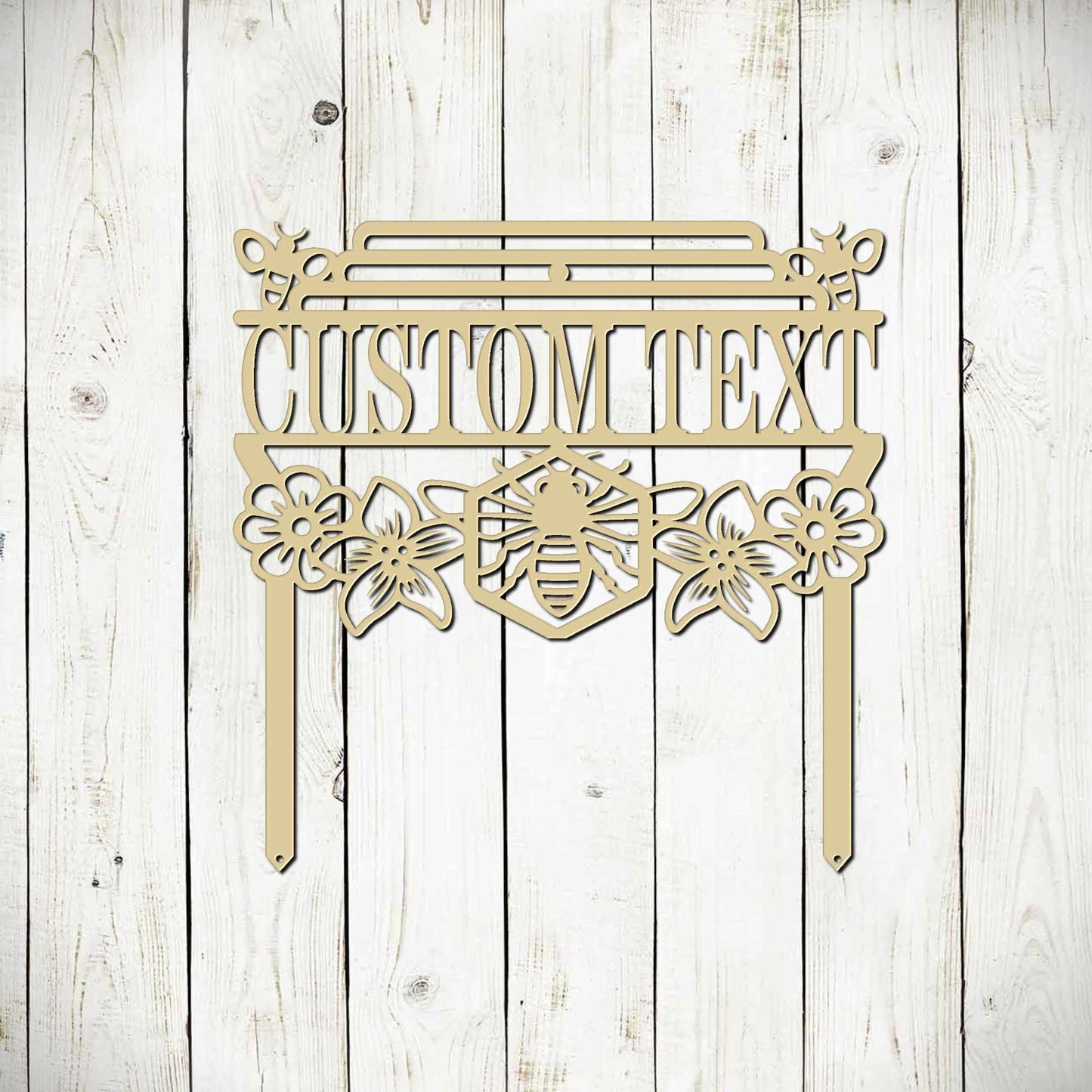 Custom Bee Garden Metal Stake Sign, Honey Bee Garden Sign