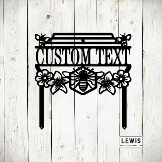 Custom Bee Garden Metal Stake Sign, Honey Bee Garden Sign