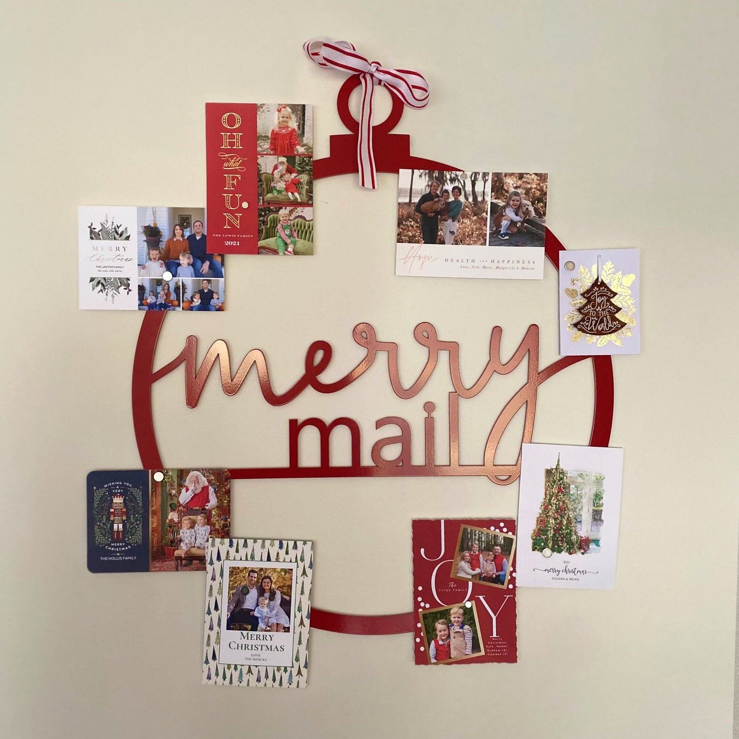 Merry Mail Christmas Metal Sign, Christmas Card Photo Holder, Holiday Card Display Sign, Metal Powder Coated Christmas Decoration