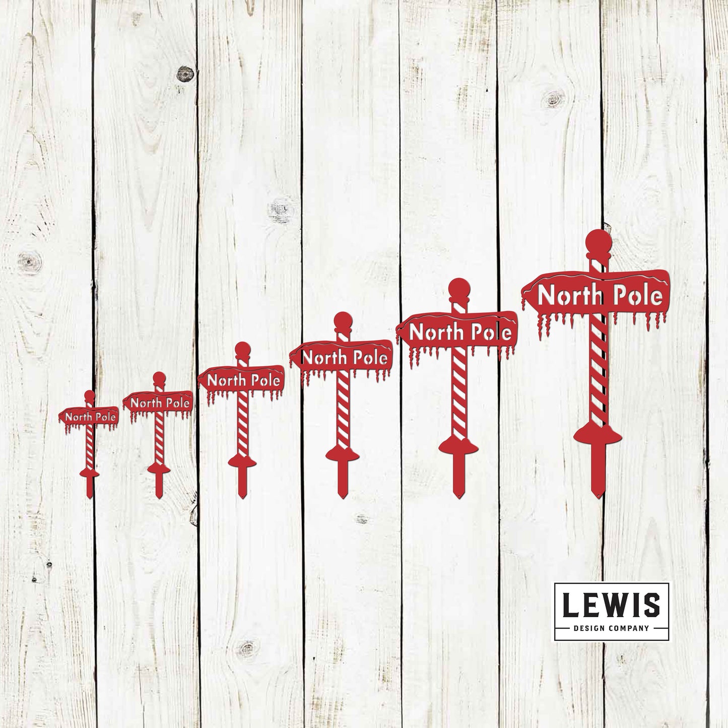 North Pole Metal Christmas Yard Stake, Christmas Yard Decoration, Holiday North Pole Display Sign, Metal Powder Coated Christmas Decoration