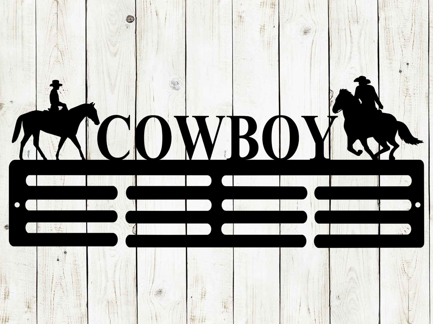 Cowboy Custom Name Medal Hanger Monogram - 12 Rungs for medals & Ribbons, Medal Display, Kids Room Sports Decor, Western Horse, Horse