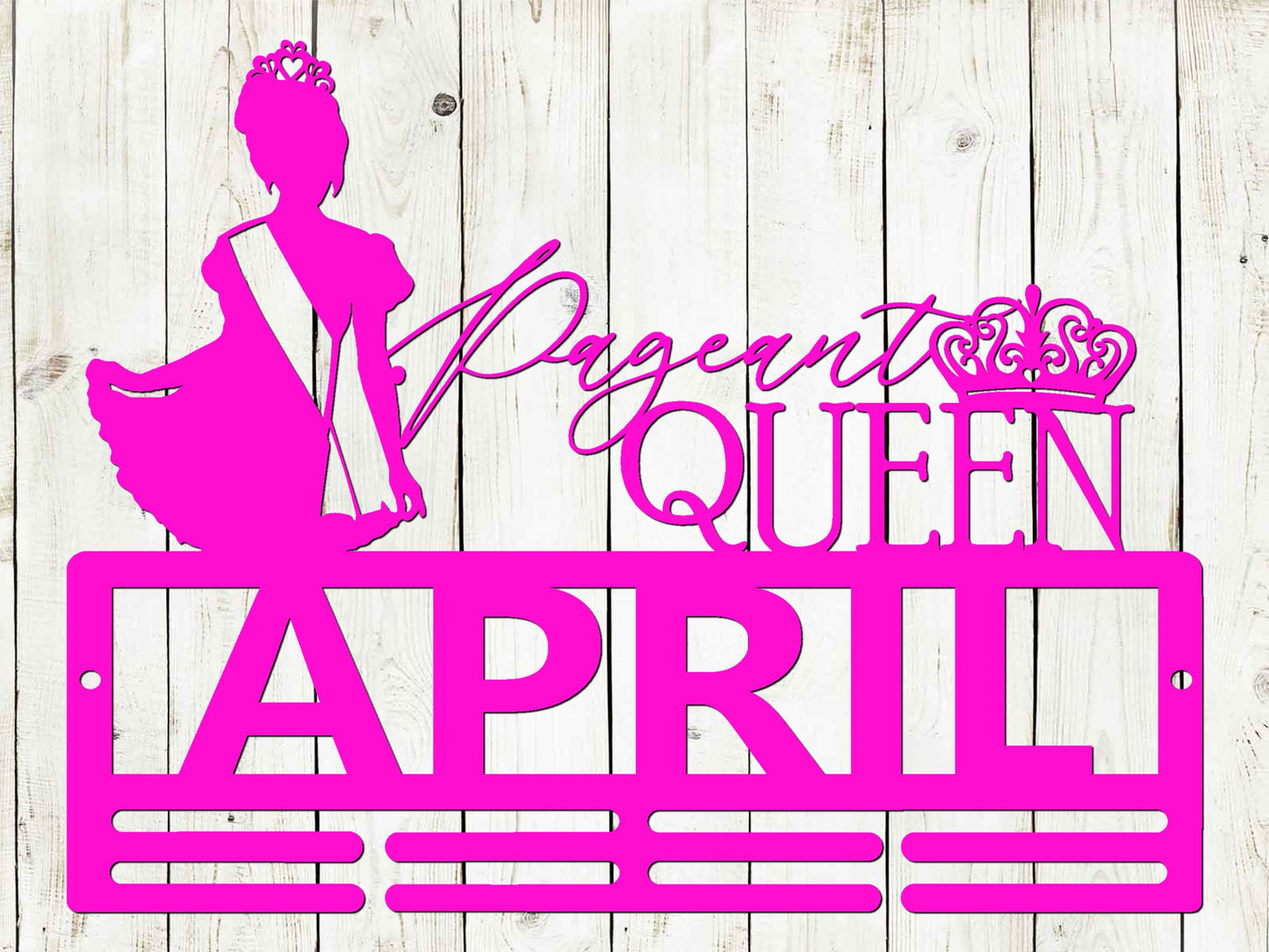 Beauty Pageant Custom Name Medal Hanger Monogram, 12 Rungs for medals & Ribbons, Medal Display, Personalized Pageant Medal Hanger, Pageant