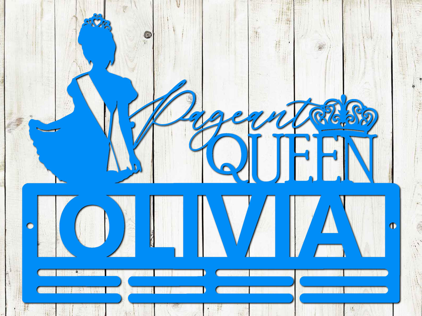 Beauty Pageant Custom Name Medal Hanger Monogram, 12 Rungs for medals & Ribbons, Medal Display, Personalized Pageant Medal Hanger, Pageant