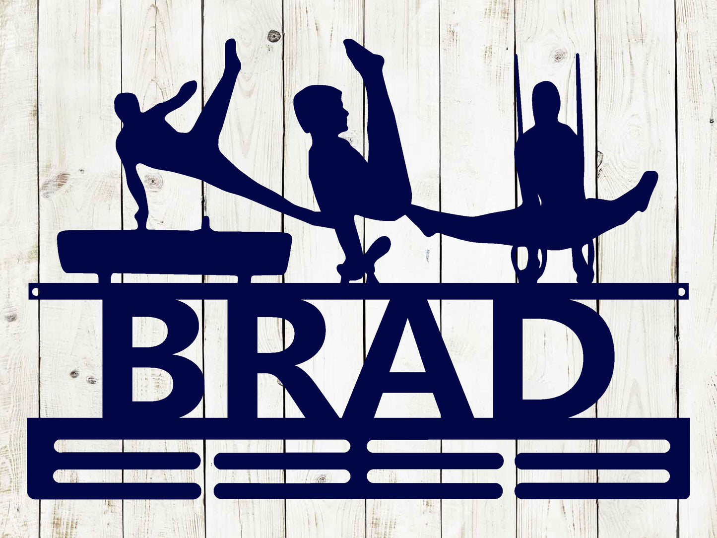 Gymnastics Male Medal Hanger with Custom Monogram Name Metal Sign, Personalized Gymnast Medal Holder Monogram, Gymnast Medal Display