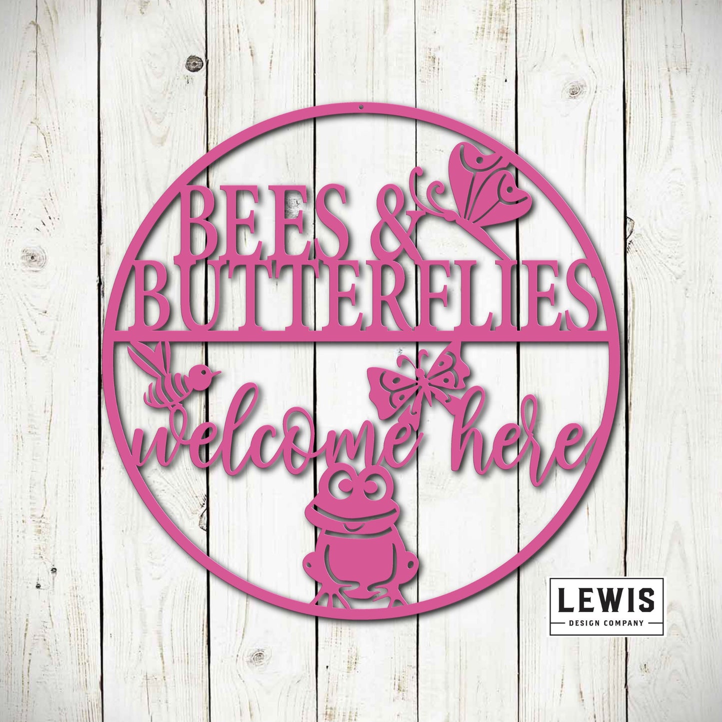 Bees and Butterflies Welcome Here Metal Garden Sign
