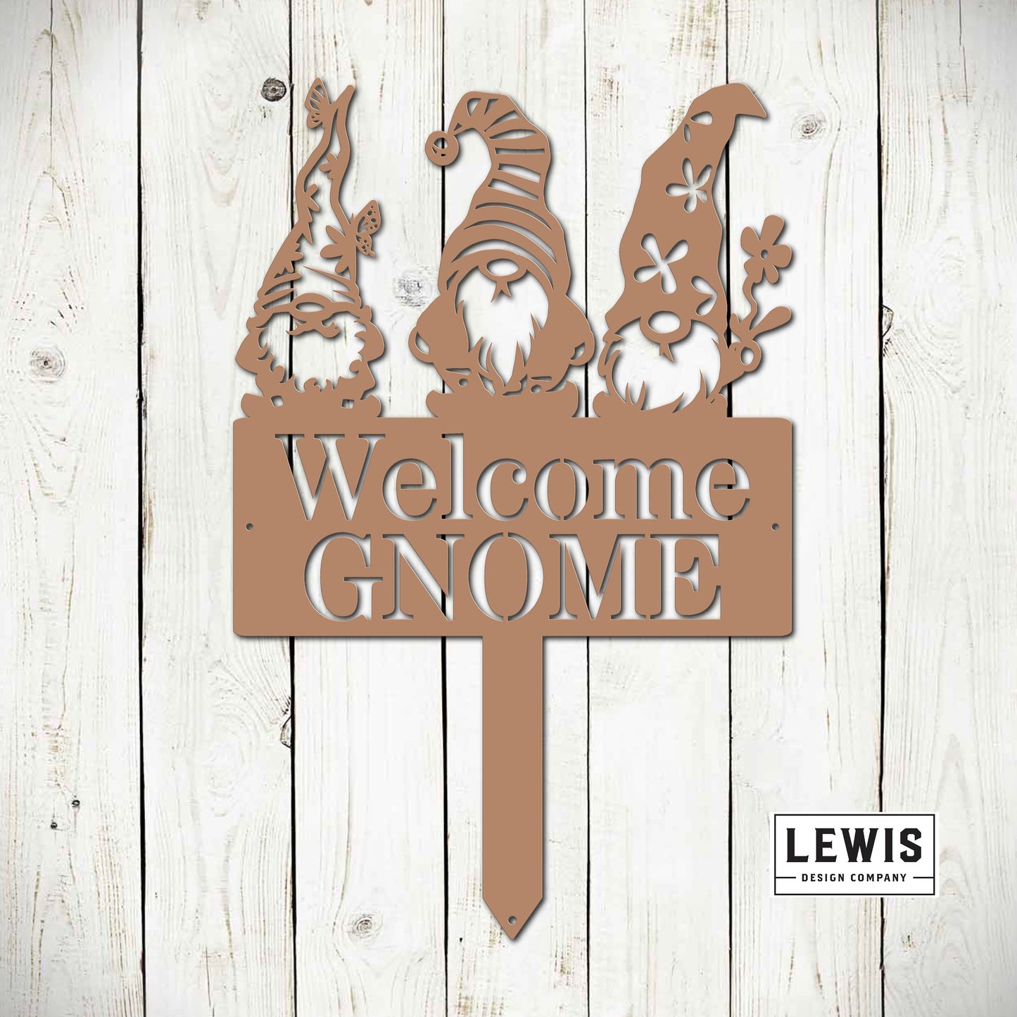 Welcome Gnome Metal Stake Sign