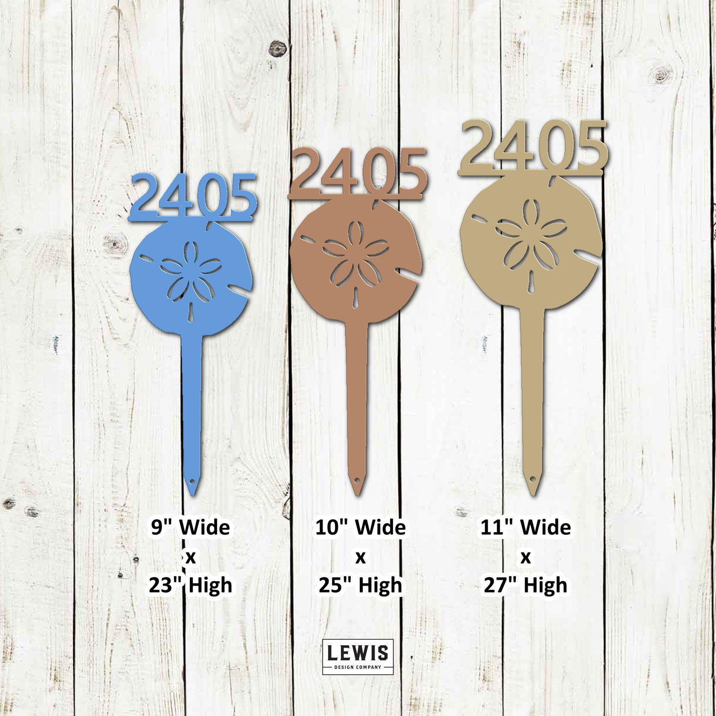 Sand Dollar Custom Address Metal Sign, Metal Address Stake, Custom Beach Address Sign