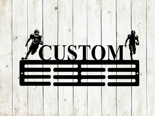 Football Custom Name Medal Hanger Monogram