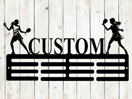 Pickleball Female Custom Name Medal Hanger Monogram