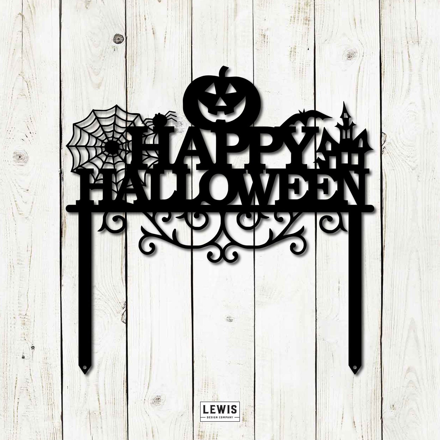 Happy Halloween Metal Yard Stake, Halloween Decor, Fall Decor, Halloween Sign, Metal Art