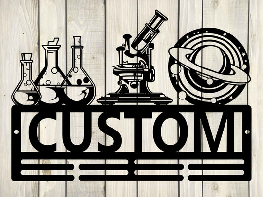 Science Medal Hanger Custom Name Metal Sign