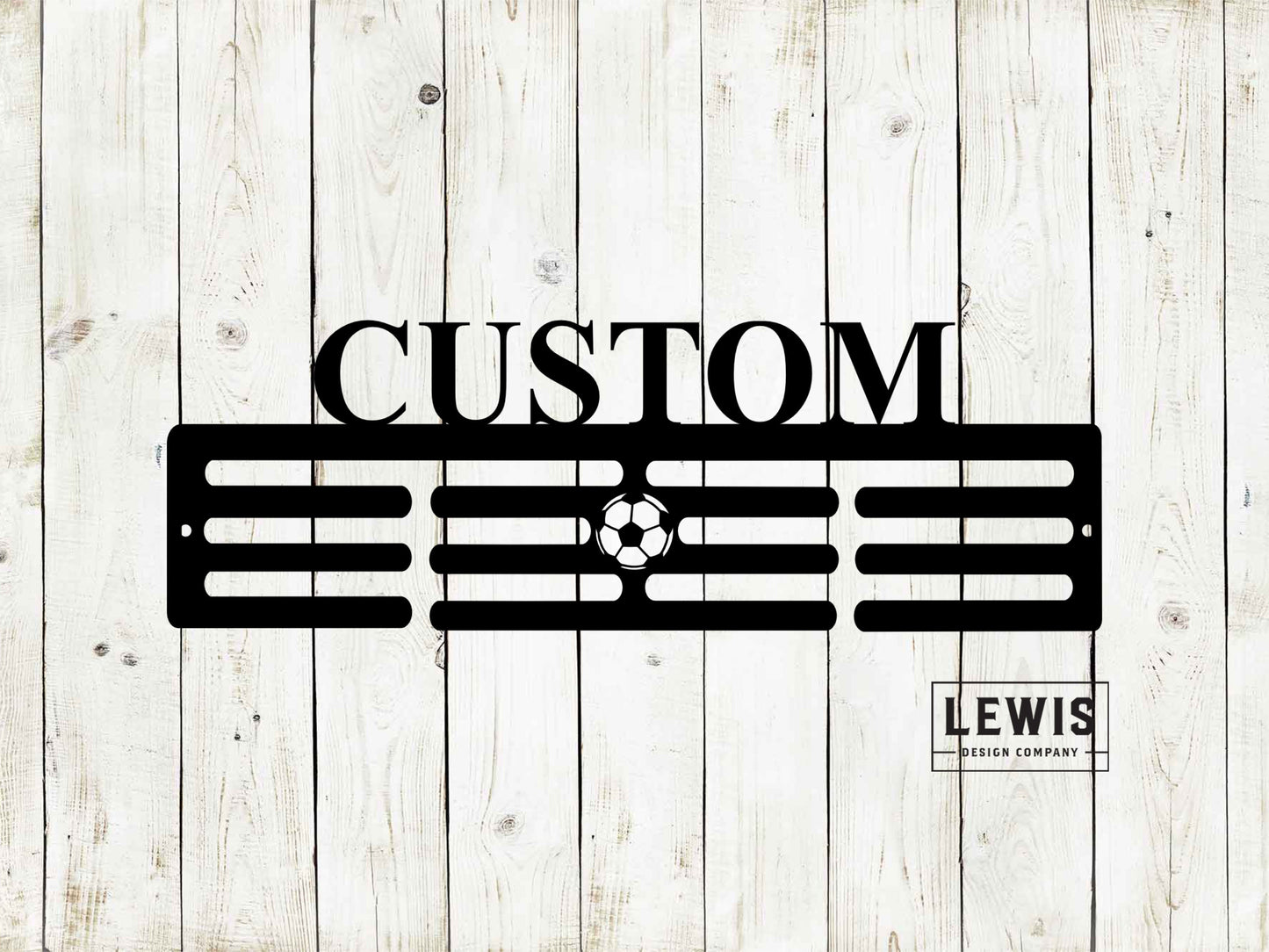 Soccer Custom Name Medal Hanger - Medal Display, Sports Medals, Kids Room Sports Décor, Soccer, Soccer Player Gift, Athletic Awards