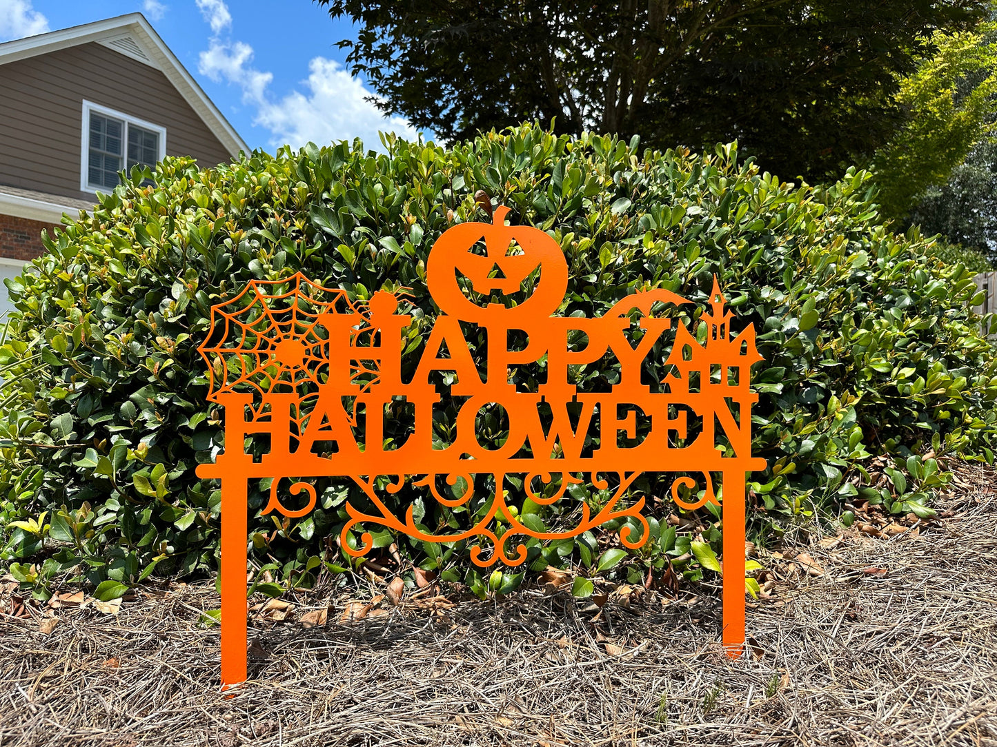 Happy Halloween Metal Yard Stake, Halloween Decor, Fall Decor, Halloween Sign, Metal Art