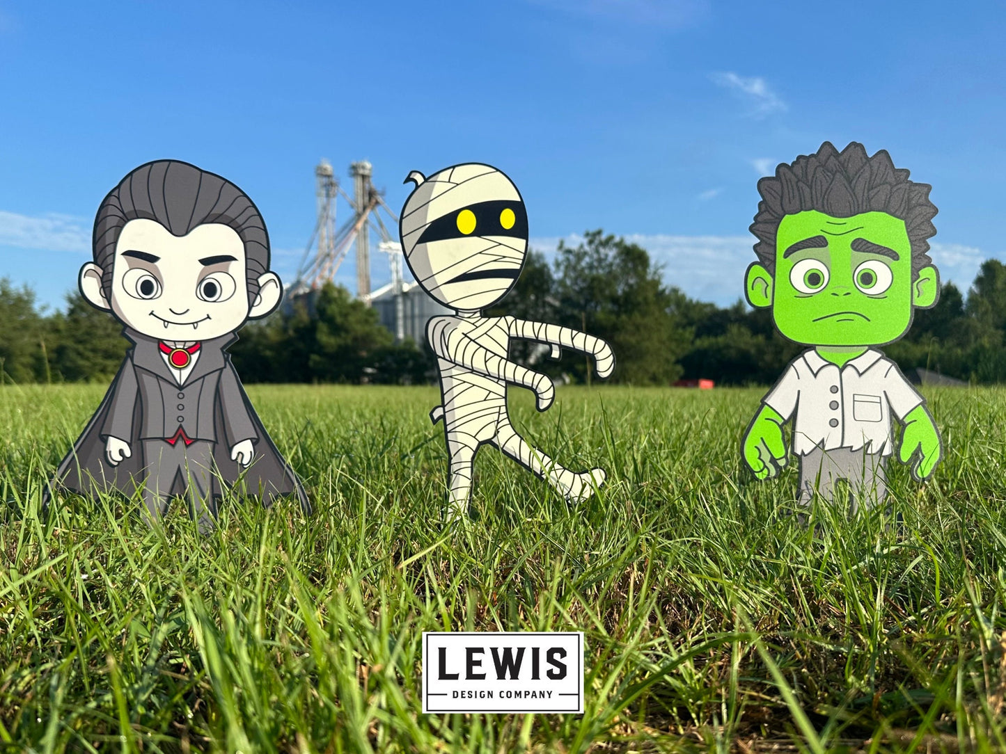 Little Halloween Monsters Metal Yard Stakes, Halloween Decor, Halloween Yard Decoration, Vampire, Mummy, and Monster