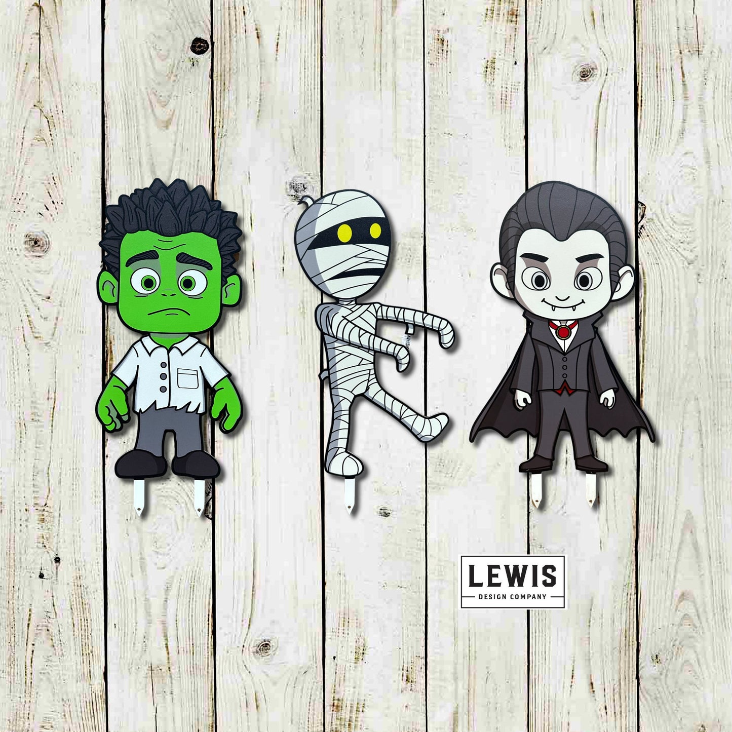Little Halloween Monsters Metal Yard Stakes, Halloween Decor, Halloween Yard Decoration, Vampire, Mummy, and Monster