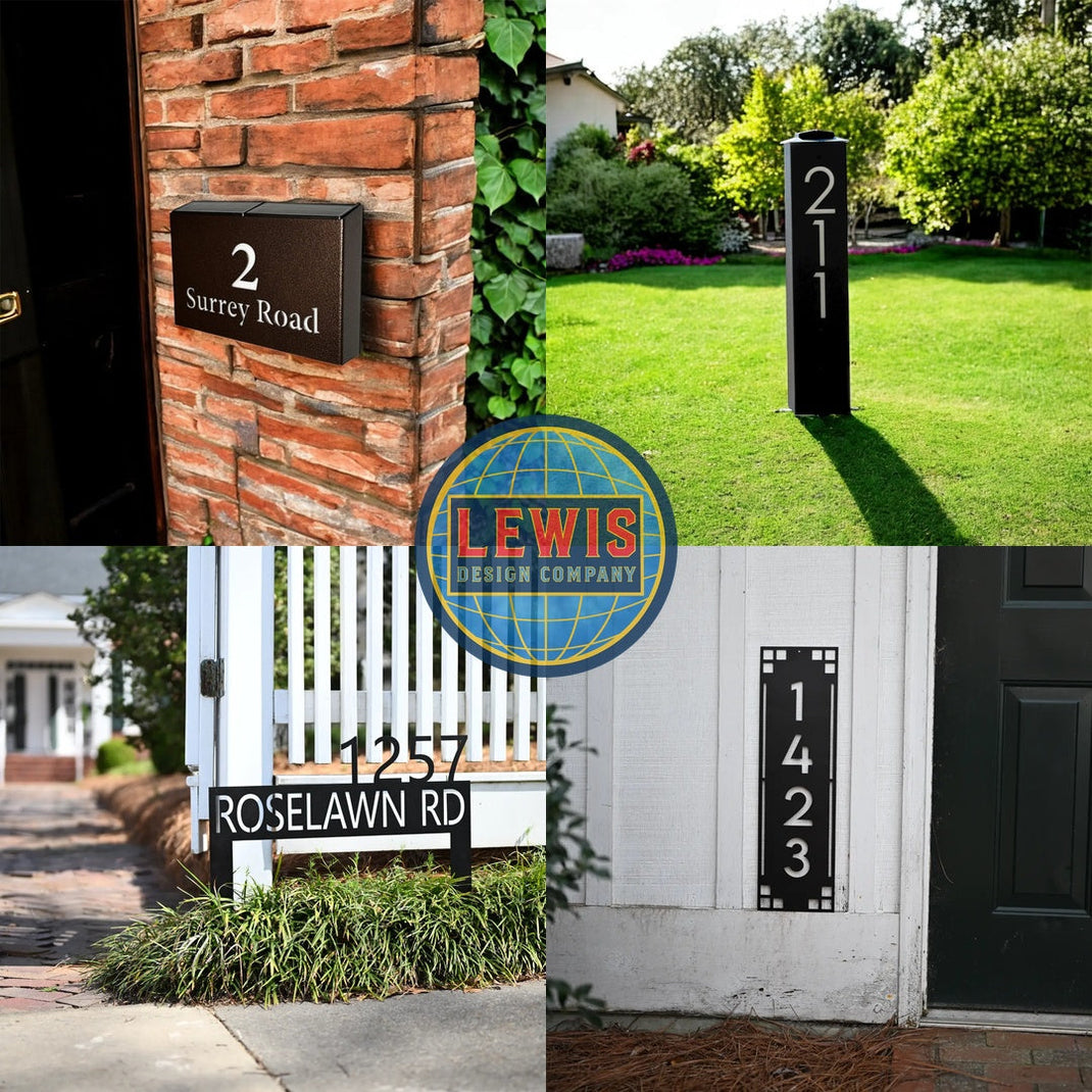 Custom Metal Address Signs & House Numbers | 14-Ga Steel – Lewis Design ...