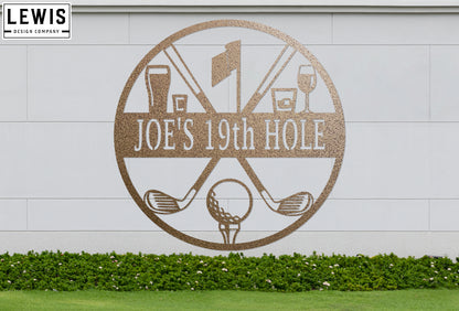 Golf 19th Hole Custom Name Metal Sign