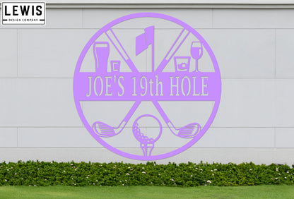 Golf 19th Hole Custom Name Metal Sign