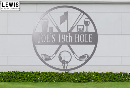 Golf 19th Hole Custom Name Metal Sign