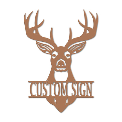 Personalized Deer Head Monogram Metal Sign | Custom Hunting Wall Art