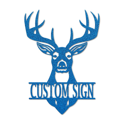 Personalized Deer Head Monogram Metal Sign | Custom Hunting Wall Art