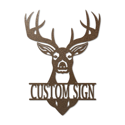 Personalized Deer Head Monogram Metal Sign | Custom Hunting Wall Art