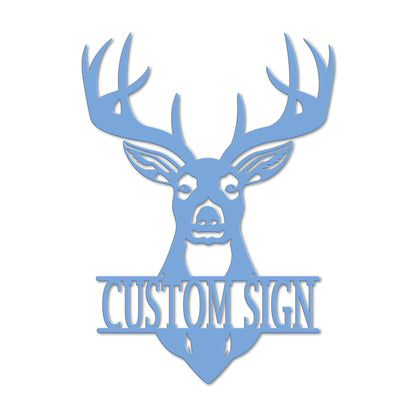 Personalized Deer Head Monogram Metal Sign | Custom Hunting Wall Art