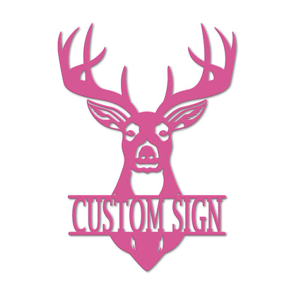 Personalized Deer Head Monogram Metal Sign | Custom Hunting Wall Art