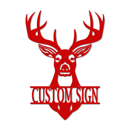 Personalized Deer Head Monogram Metal Sign | Custom Hunting Wall Art