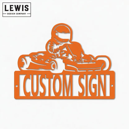 Personalized Go Kart Metal Sign | Custom Name Racing Decor