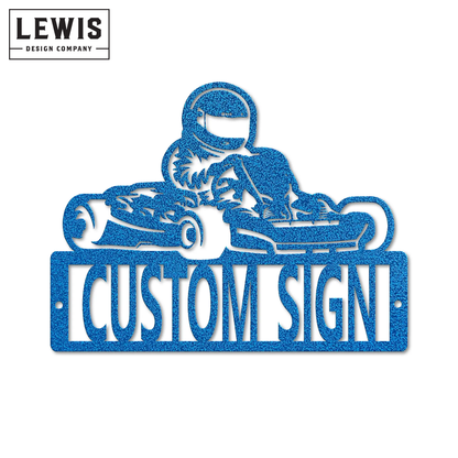 Go Kart Custom Sign Hammered Blue