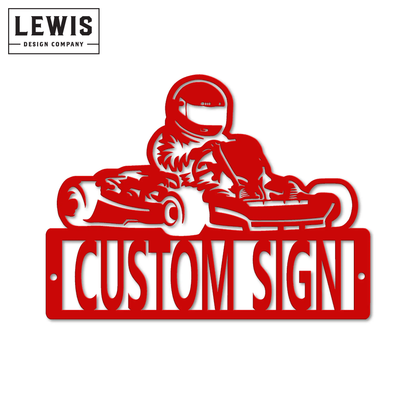 Personalized Go Kart Metal Sign | Custom Name Racing Decor