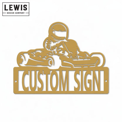 Personalized Go Kart Metal Sign | Custom Name Racing Decor
