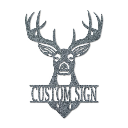 Personalized Deer Head Monogram Metal Sign | Custom Hunting Wall Art