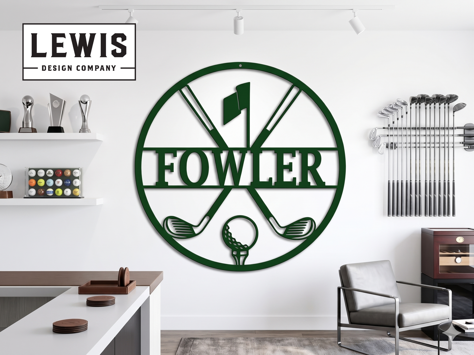 Personalized golf metal sign with custom name and golfer design
