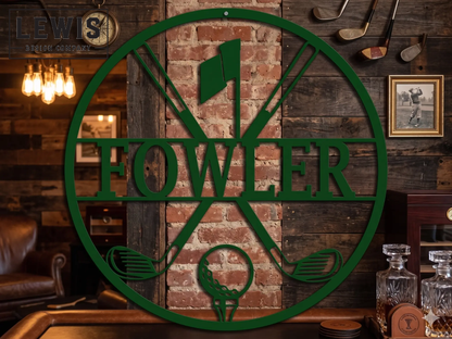 Custom golf monogram metal wall art for golfer gift