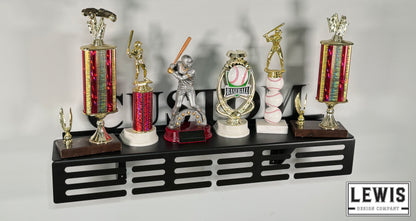 Custom Name Trophy Shelf with Medal Hangers