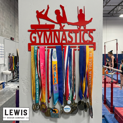 Male gymnastics medal and award hanger.  Gymnastics award display. 