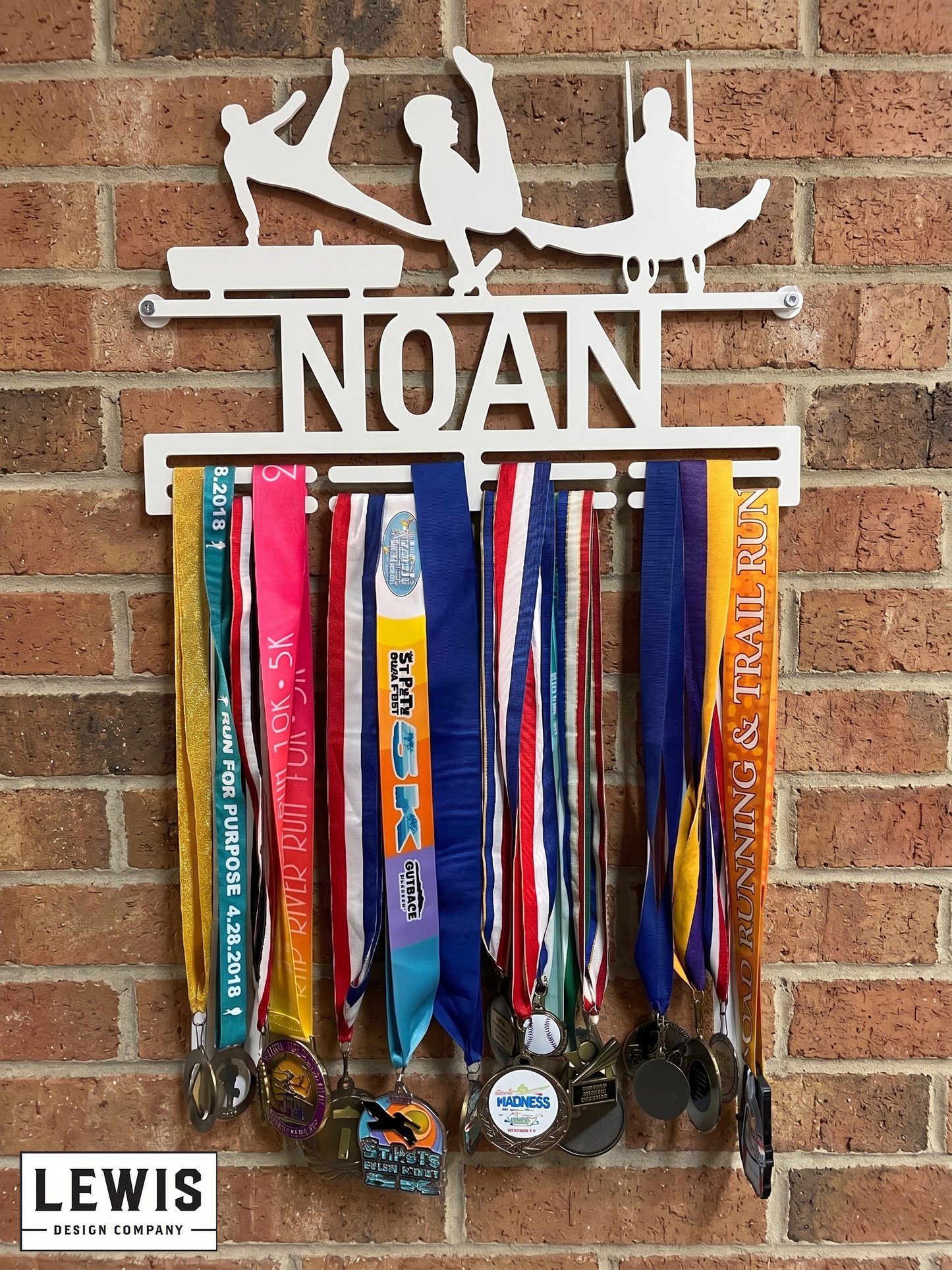 Male gymnastics medal and award hanger.  Gymnastics award display. 
