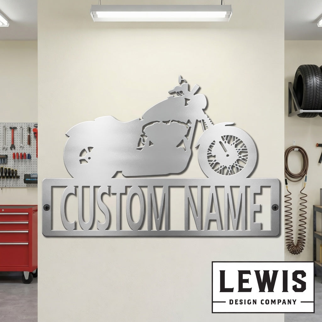 Custom Motorcycle Name Metal Sign | Personalized Garage Decor