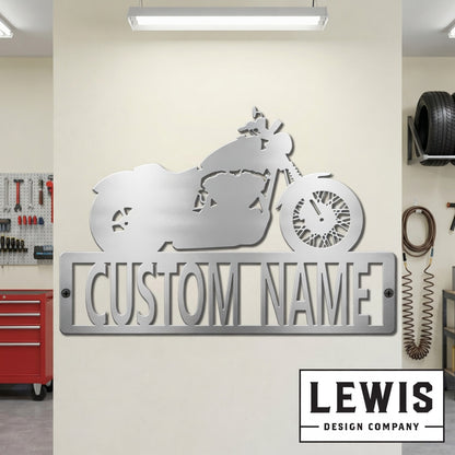 Custom Motorcycle Name Metal Sign | Personalized Garage Decor