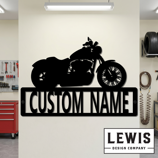 Custom Motorcycle Name Metal Sign | Personalized Garage Decor