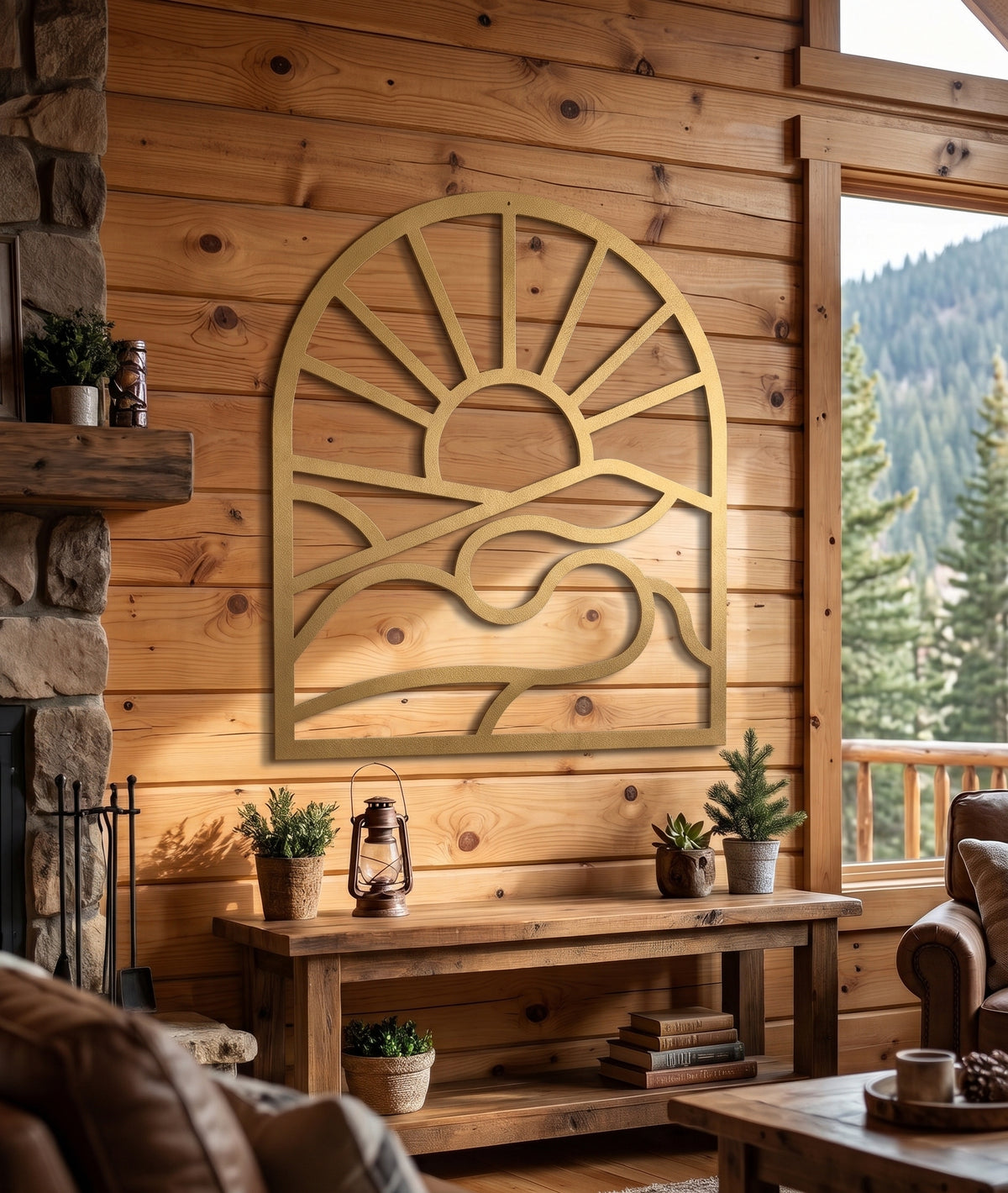 Mountain Sunrise & River Metal Wall Art